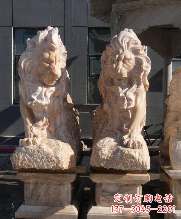烟台晚霞红欧式狮子石雕
