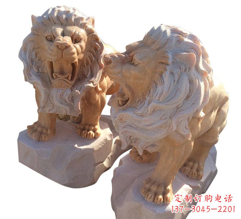 烟台晚霞红欧式西洋狮子雕塑