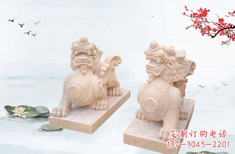 烟台晚霞红貔貅雕塑 (2)