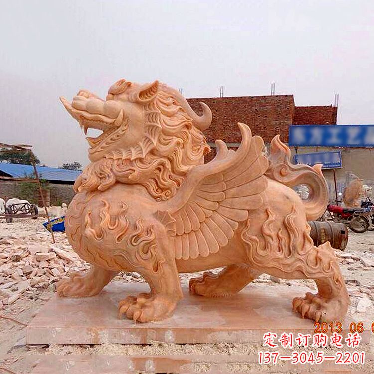 烟台晚霞红貔貅雕塑