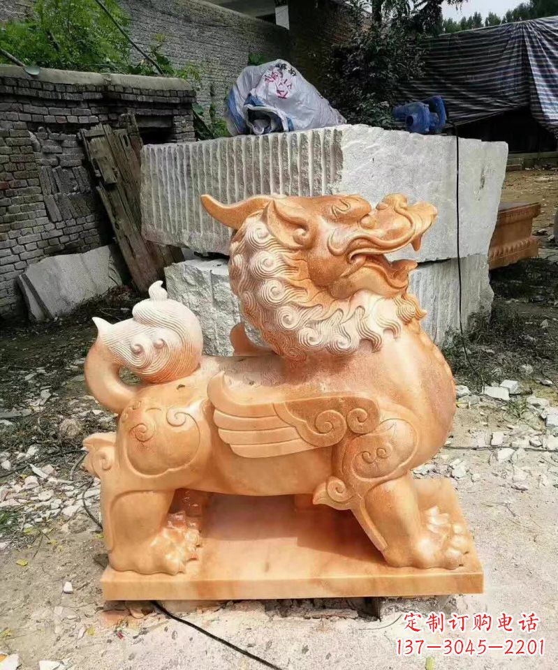 烟台晚霞红貔貅雕塑1