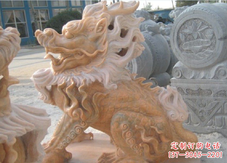 烟台晚霞红神兽麒麟雕塑