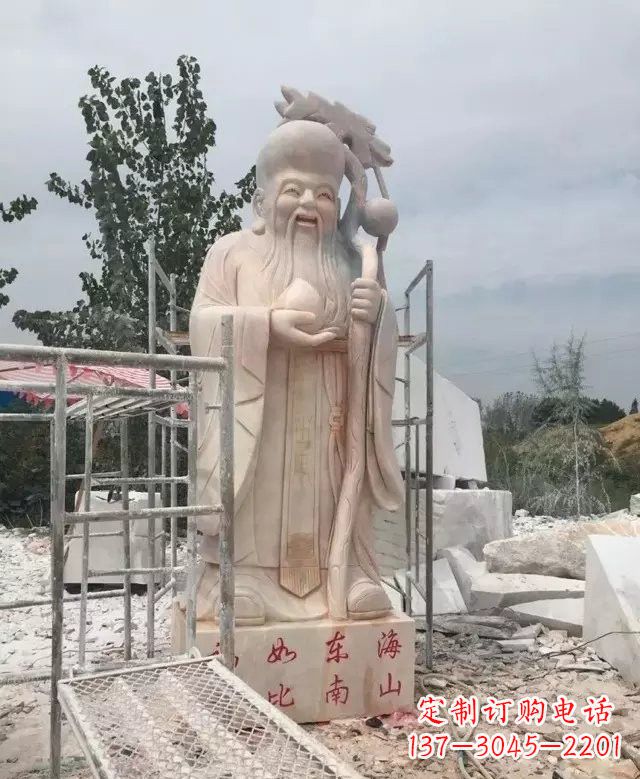烟台晚霞红神像老寿星雕塑