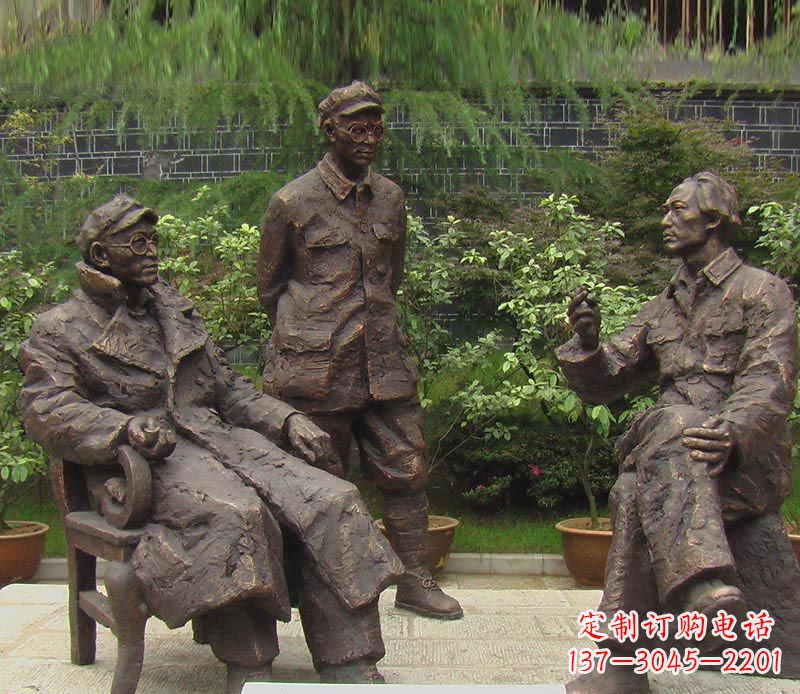 烟台伟人毛泽东刘伯承铜雕