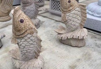 烟台花岗岩石雕-鲤鱼雕塑