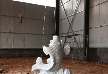烟台汉白玉石鲤鱼雕塑，让你的梦想成真！
