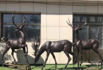 烟台群鹿铜雕塑，艺术精雕细琢