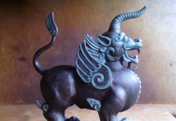 烟台传承中国神兽文化的独角兽铜雕塑