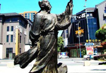 烟台经典再现-李白铜雕塑