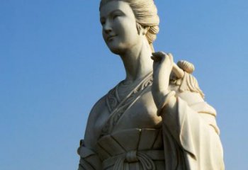 烟台十二花神九月菊花庞苏汉白玉美女雕像