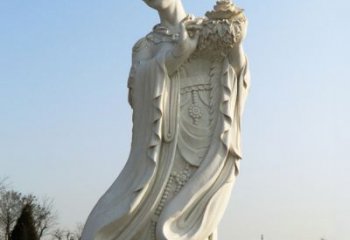 烟台古典美女雕塑——十二花神之四月牡丹杨玉环汉白玉