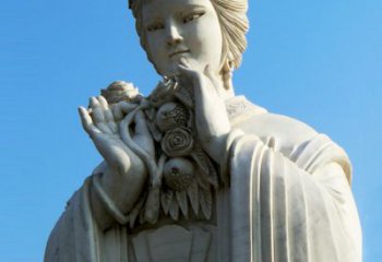 烟台石榴之美——十二花神之五月石榴李氏汉白玉古代美女雕像