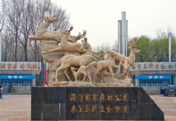 烟台梅花鹿雕塑——令公园更美丽