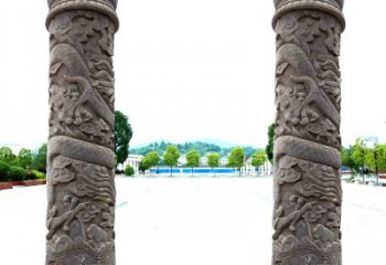 烟台石雕盘龙柱雕塑