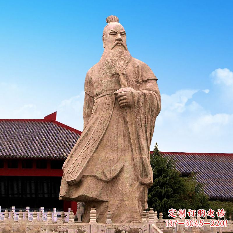 烟台魏武帝曹操砂岩石雕塑像