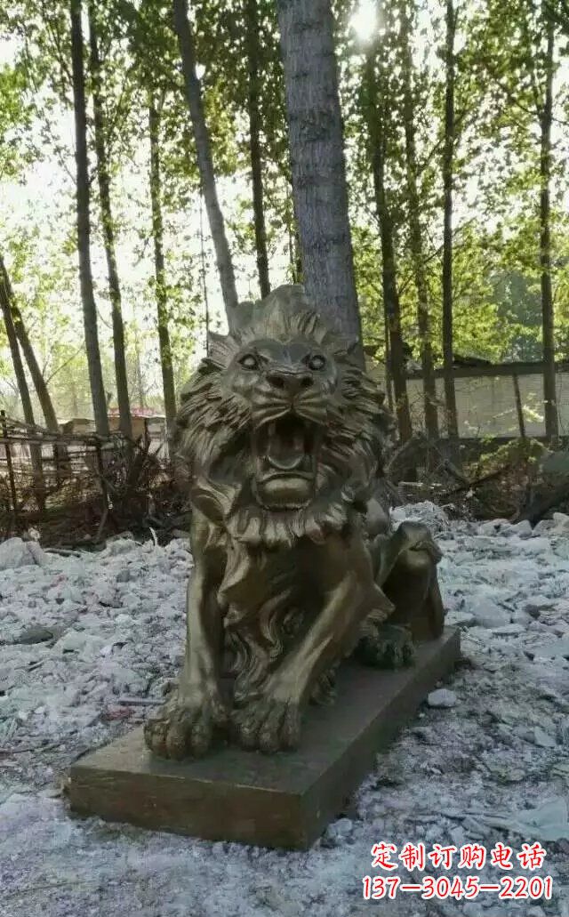 烟台卧着的西洋狮子铜雕 (2)