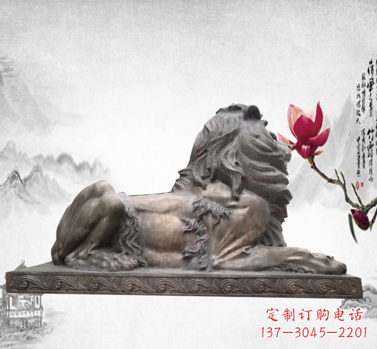 烟台卧着的西洋狮子铜雕