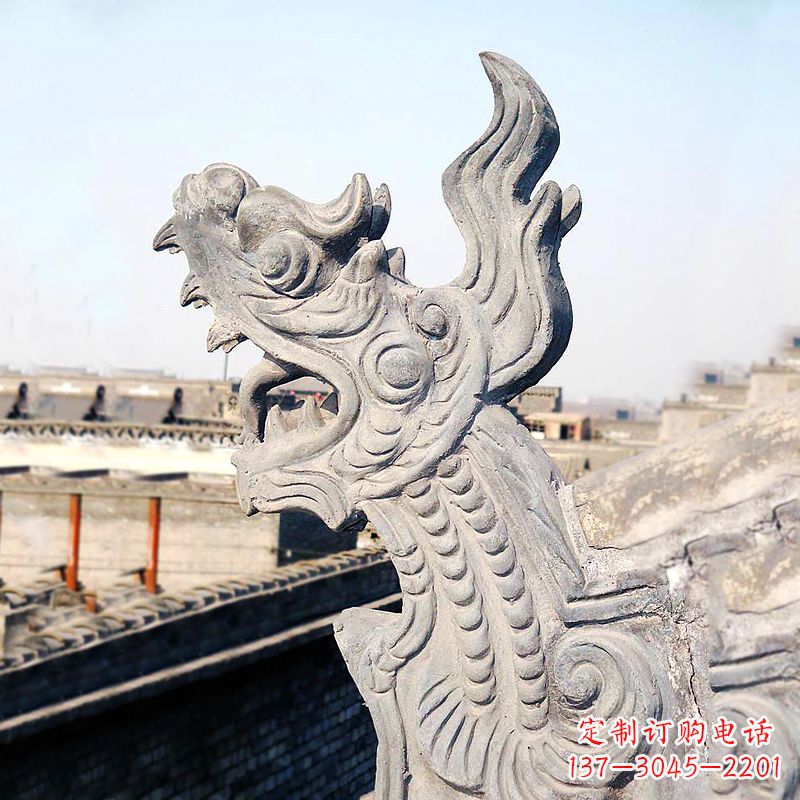 烟台屋脊鸱尾螭吻雕塑-古建装饰神兽动物雕塑