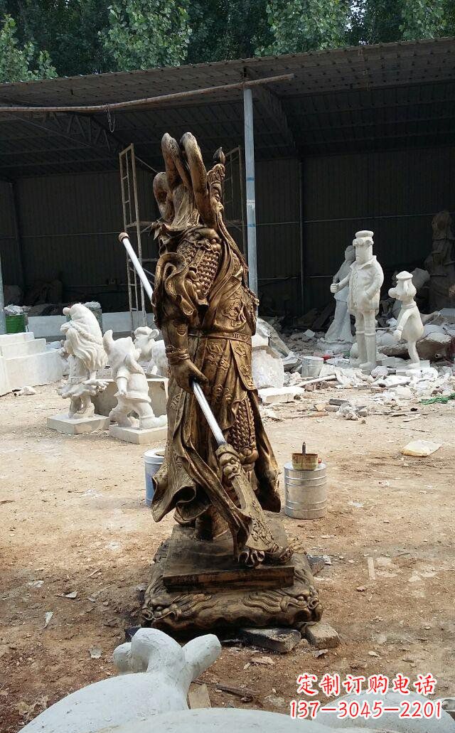 烟台武财神关公玻璃钢仿铜雕塑