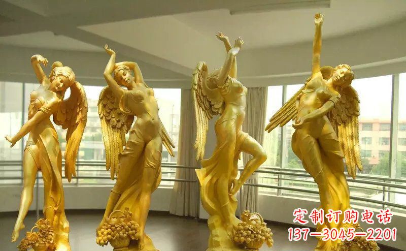 烟台舞蹈四女神玻璃钢仿铜人物雕塑