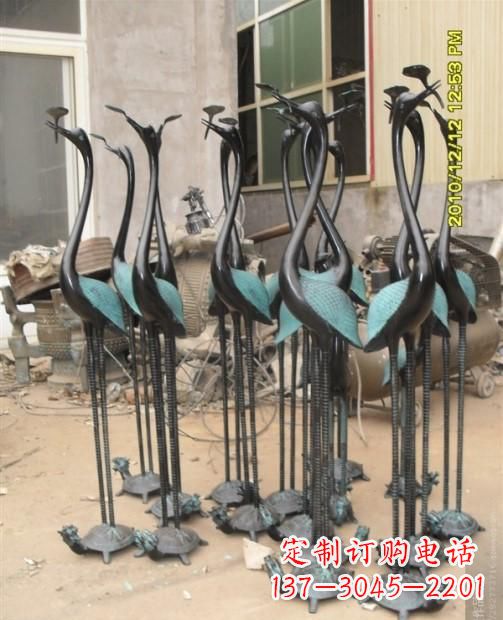 烟台仙鹤动物铜雕