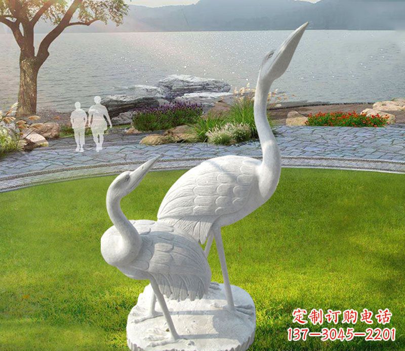 烟台仙鹤石雕公园动物雕塑
