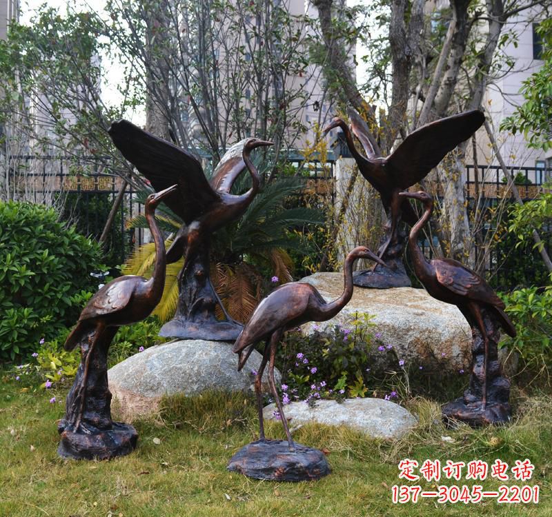 烟台仙鹤铜雕塑 (2)