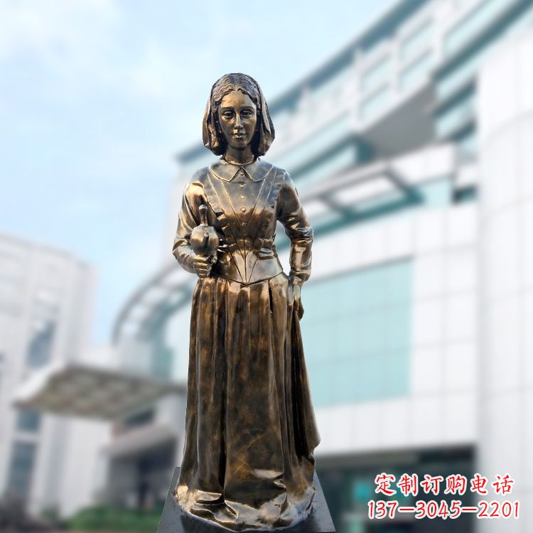 烟台现代护理教育奠基人南丁格尔玻璃钢仿铜雕像