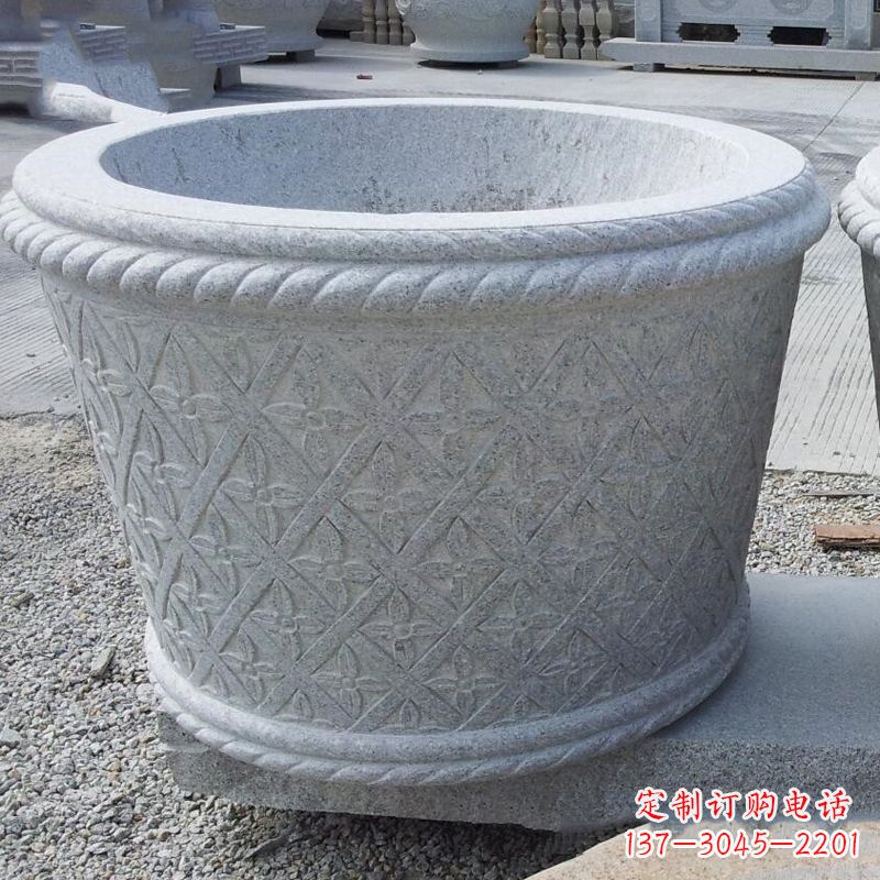 烟台现代石雕花盆雕塑
