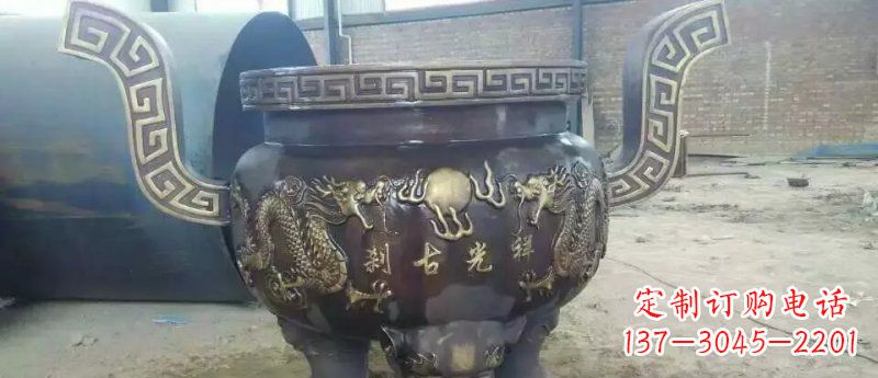 烟台祥光古刹寺庙香炉铜雕