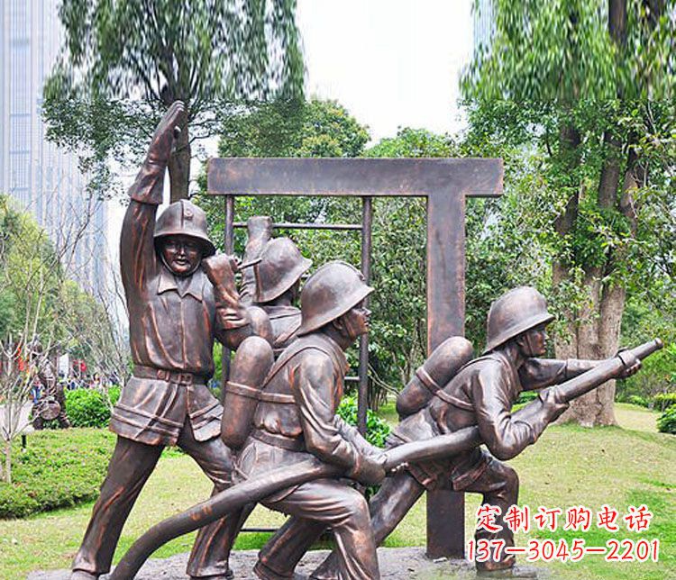 烟台消防员人物铜雕 (2)