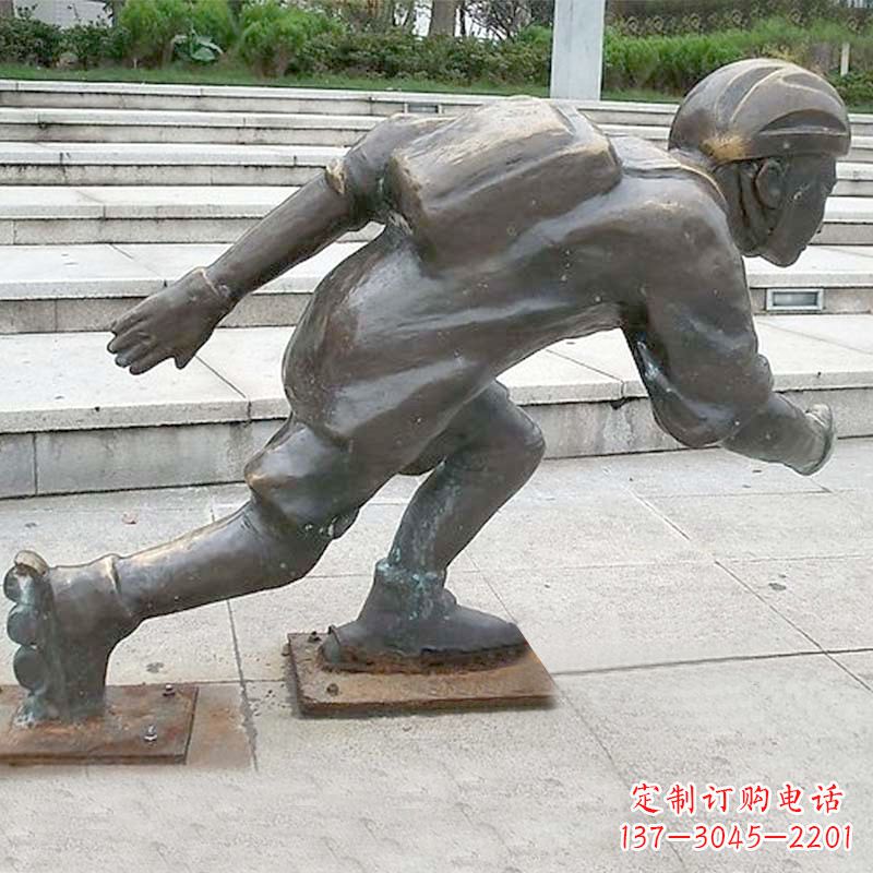 烟台小孩滑旱冰广场人物运动雕塑