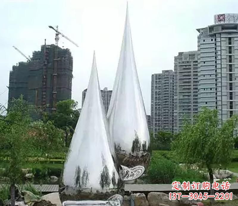 烟台小区不锈钢水滴雕塑