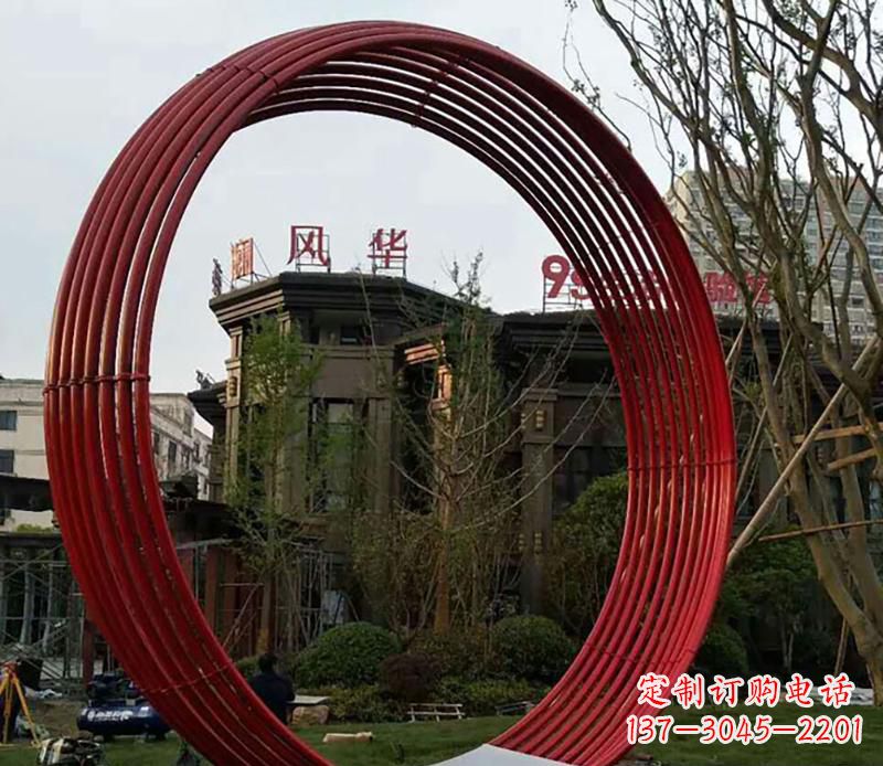 烟台小区不锈钢圆环景观雕塑