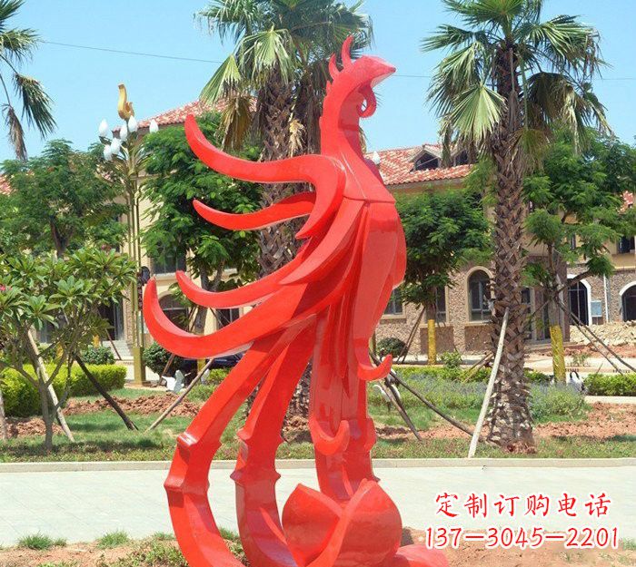 烟台小区抽象不锈钢凤凰雕塑