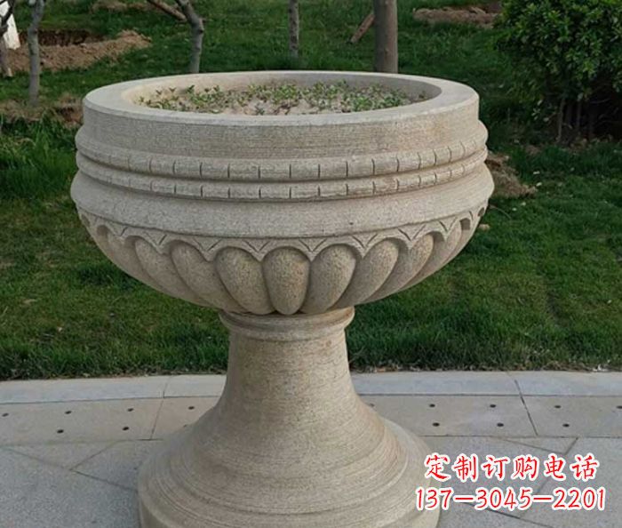 烟台小区大理石花盆摆件石雕