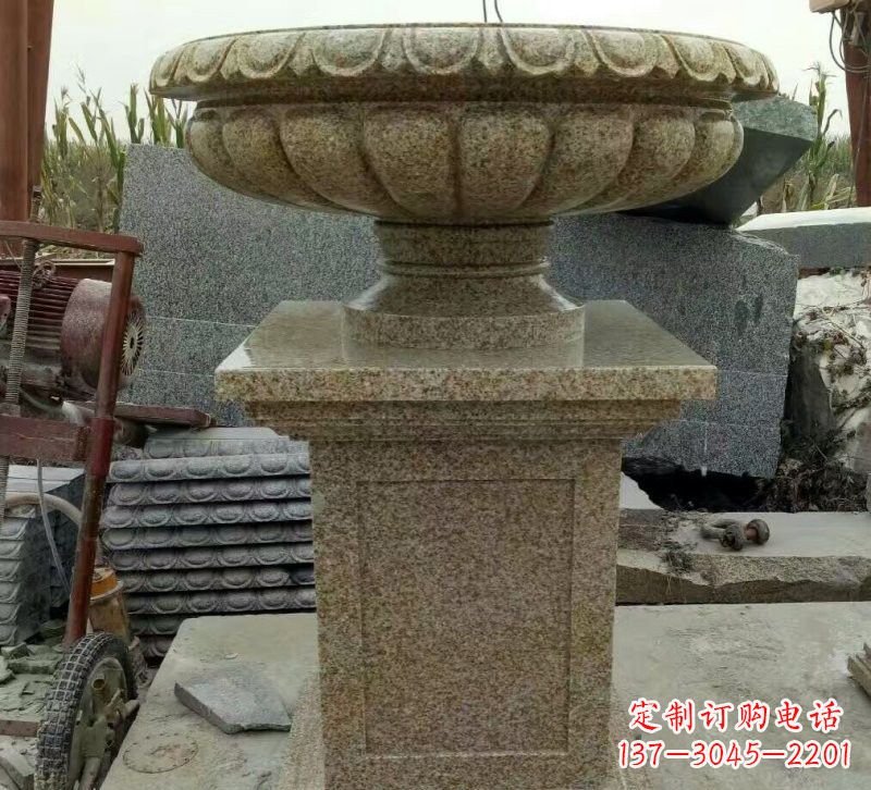 烟台小区花岗岩花盆雕塑