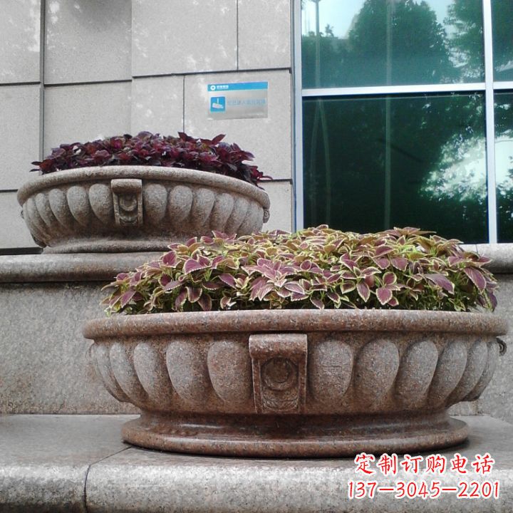 烟台小区花岗岩石雕花盆
