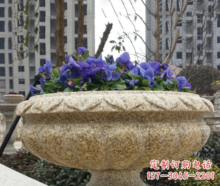 烟台小区景观大理石花盆石雕