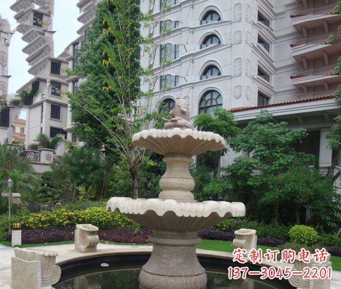 烟台小区景观大理石鲤鱼喷泉石雕