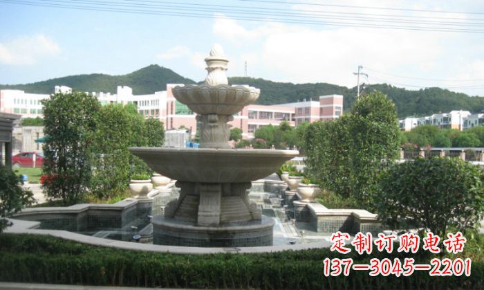 烟台小区景观大理石喷泉石雕 (2)