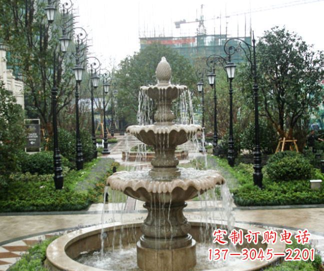 烟台小区景观大理石喷泉石雕 (4)