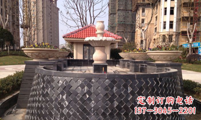 烟台小区景观大理石喷泉石雕 (3)