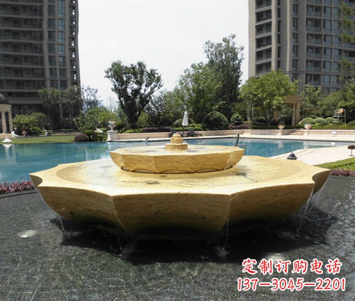 烟台小区景观大理石喷泉石雕 (6)