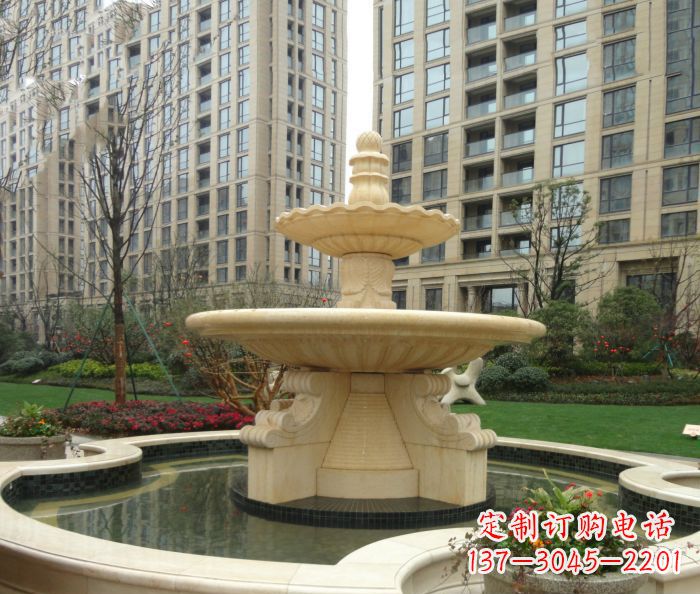 烟台小区景观大理石喷泉石雕 (8)