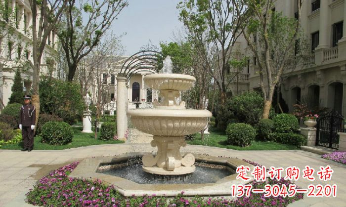 烟台小区景观大理石喷泉石雕 (7)