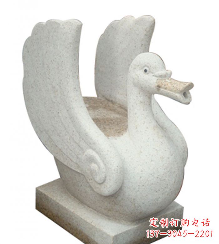 烟台小区景观大理石天鹅喷泉石雕 (2)
