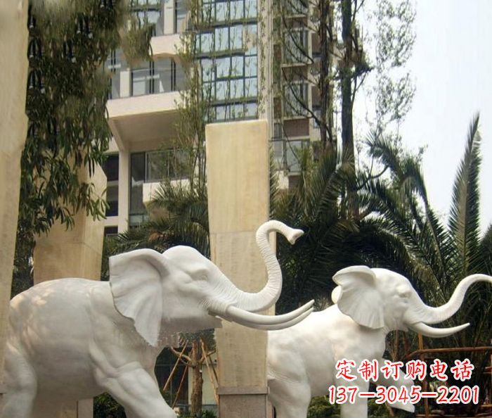 烟台小区景观汉白玉大象石雕