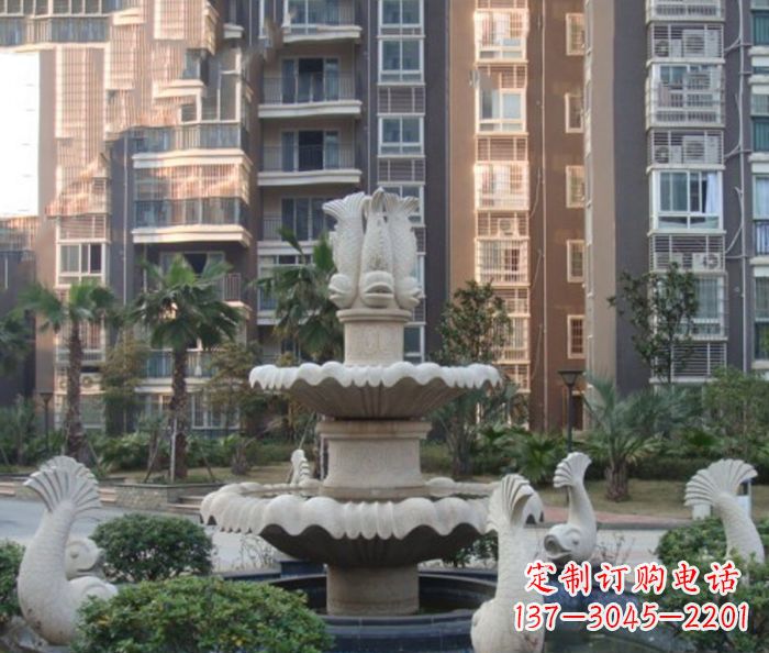 烟台小区景观鲤鱼喷泉石雕