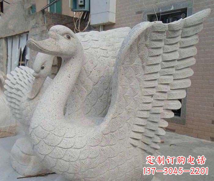 烟台小区景观天鹅石雕喷泉